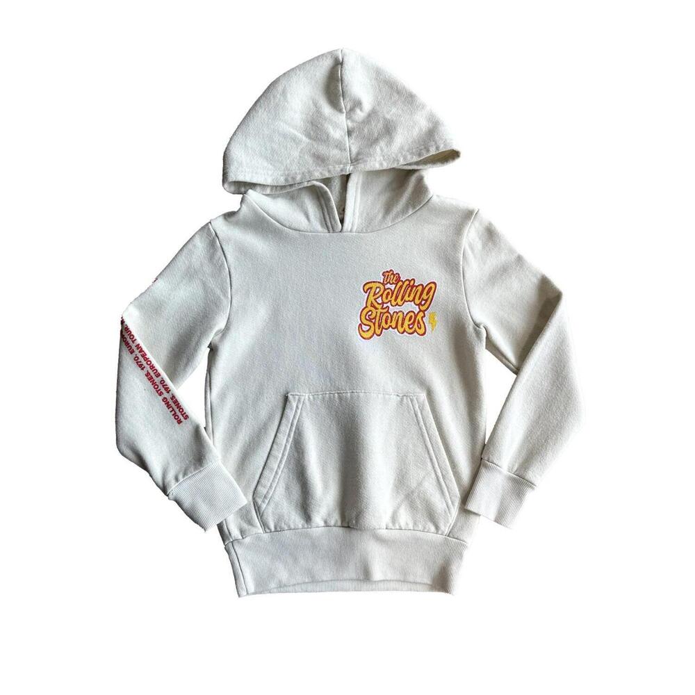 NEW ROWDY SPROUT girl's rolling stones tongue hoodie in bone